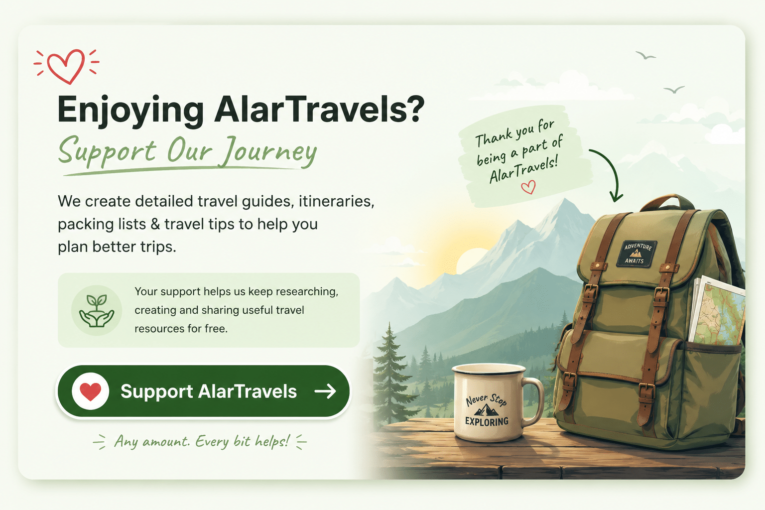 Support AlarTravels and help us keep travel resources free