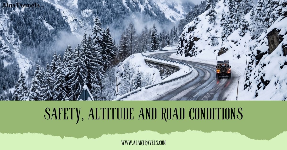Mountain road and winter conditions in the Tawang region